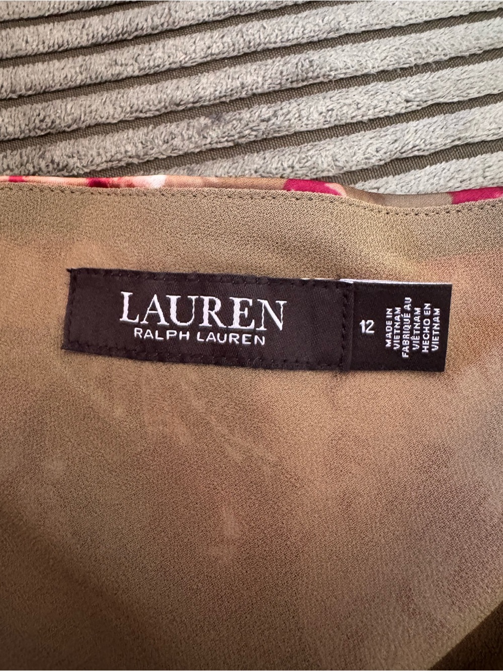 Lauren Ralph Lauren Olive Floral Midi Dress with Burgundy and Cream - Picture 4 of 5